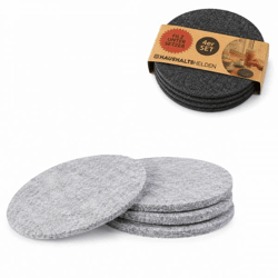 Untersetzer aus Filz, grau, 10 cm, 2er-Set, 4 Stück