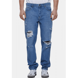 stylische 2Y Premium Herren Jeans Stretch Reißverschluss Taschen mit Baumwolle Blau