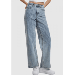 stylische URBAN CLASSICS Damen Jeans Taschen Oversize mit Baumwolle Blau