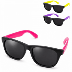 Zonnebril Wayfarer zwart/neon 14 cm 3 assorti