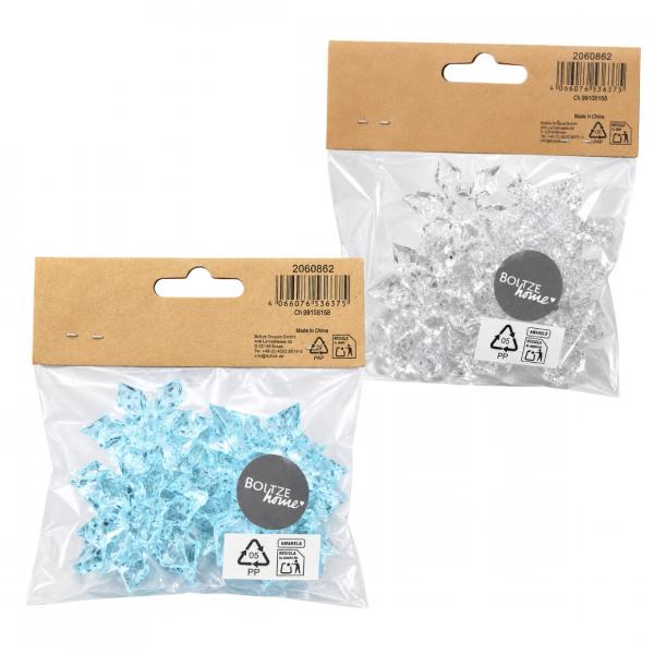 Boltze Konfetti „Schneeflocke“ aus Acryl, 6,5 cm, 2er-Set, gemischt