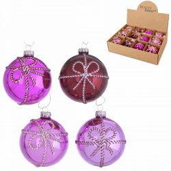 Boltze Weihnachtskugel aus Glas „Laruna“, 8 cm, 4er-Set, sortiert