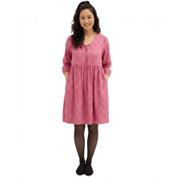 Damen Tunika-Kleid aus fließender Vikose Freizeit-Kleid 3/4 Arm 905511 Rosa