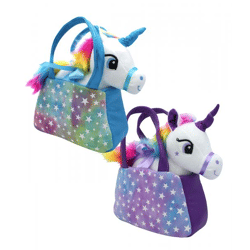 Unicorn Glow in the Dark plush bag - 3 assorted - 23 cm