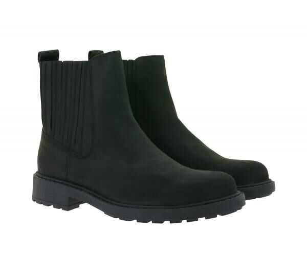 Elegante Clarks Orinoco2 Mid Echt-Leder Damen Chelsea-Boot Stiefelette 26161664 Schwarz