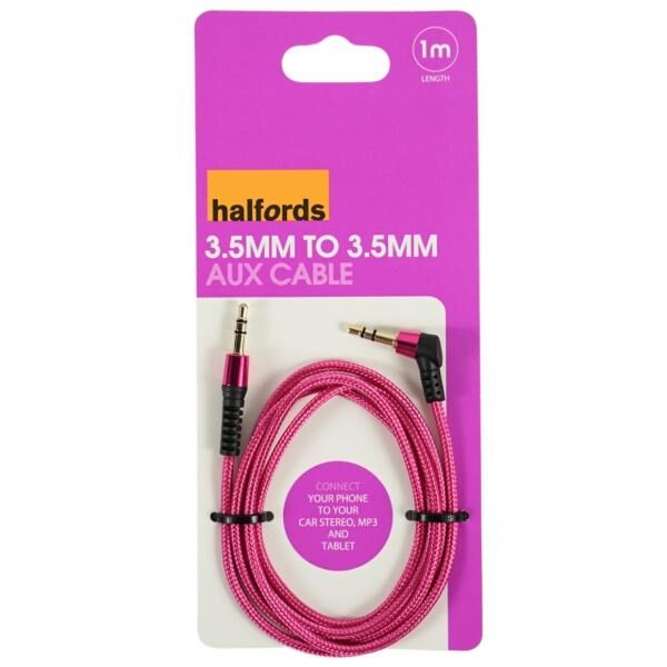 Halfords Aux-Kabel, rosa, 3,5 mm, 1 Meter