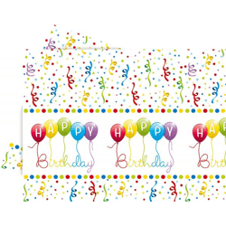 Happy Birthday Streamers - 1 Plastik Tischdecke 120x180cm