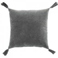 J-Line Kissen „Velvet“ mit Pinselmuster, grau, 43 x 43 cm