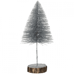 J-Line Weihnachtsbaum auf Sockel, glitzernd, silberfarben, 35 cm