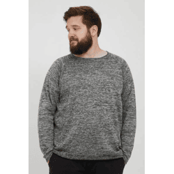 Classic BLEND BHDan BT Men's Fine-Knit Round-Neck Sweater, Plus Sizes 20713439ME-200277 Gray