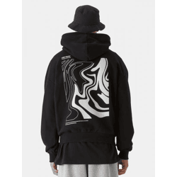 lässiger Lost Youth Herren Hoodie Oversize 460 g/m² mit Baumwolle Schwarz