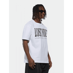 lässiges Lost Youth Herren T-Shirt Oversize 240 g/m² mit Baumwolle Weiß
