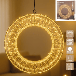 LED Kranz, silber, 480LEDs, OUTDOOR, ca. 30cmD