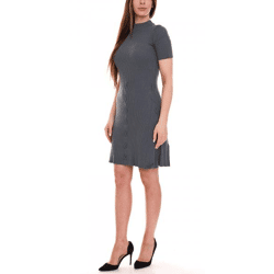 melrose Damen Strick-Kleid modisches Kurzarm-Kleid mit schicker Schnürung 38520945 Dunkelgrau
