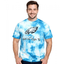 RE:COVERED X NFL Herren T-Shirt mit Philadelphia Eagles Print Baumwoll-Shirt Rundhals-Shirt RCNFL1393 Blau/Weiß