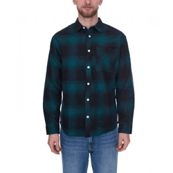 REDEFINED REBEL Herren Langarm-Hemd modisches Business-Shirt Baumwoll-Hemd im Karo-Muster Dunkelblau/Schwarz