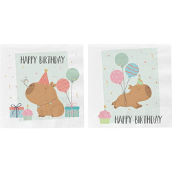 Servietten Happy Birthday Capybara, 2/s, 20er Pack