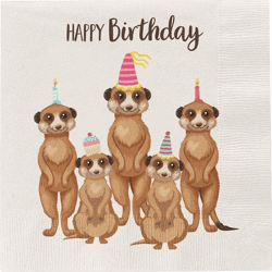 Servietten Happy Birthday Erdmännchen, 20er Pack