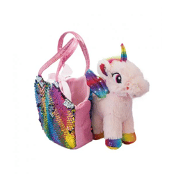 Set Einhorn - Plüsch un Tasche mit magischen Pailletten