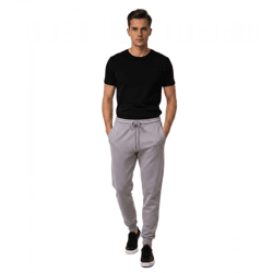 stilsichere ON THAT ASS Aaron Herren Jogging-Hose Baumwoll-Sweat-Hose mit Logo-Schriftzug und Taschen Jogger Hellgrau