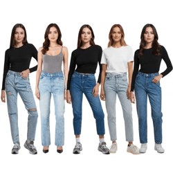UNEFFECTED Damen Jeans-Hosen in verschiedenen Styles Baumwoll-Hose Denim-Jeans Blau