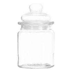 Vorratsglas m. Deckel, durchsichtig, S, ca. 8x13cm