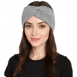 ZWILLINGSHERZ Strick-Stirnband Stirnband mit Wolle Kopfbedeckung Grobstrick Winter-Stirnband Accessoire 8007 Hellgrau