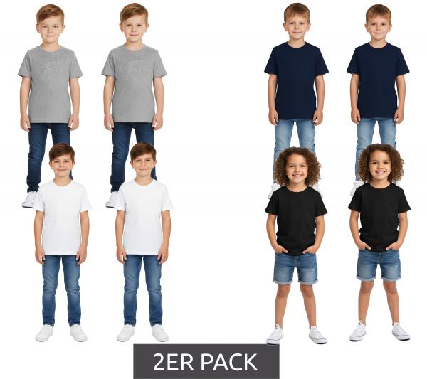 2er Pack PUMA Base Kinder Sport-Shirt für Jungen & Mädchen nachhaltiges Baumwoll T-Shirt mit Logo 678577 Grau, Dunkelblau oder 678260 Wei