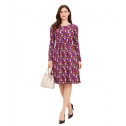 Aniston SELECTED Damen Sommer-Kleid Midi-Kleid mit geometrischen Mustern Urlaubs-Kleid 39733762 Lila/Braun/Grün