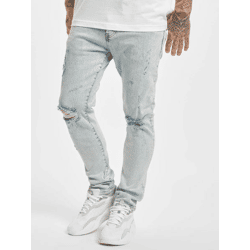 bequeme 2Y Premium Herren Jeans Skinny Fit Stretch Reißverschluss mit Baumwolle Hell-Blau