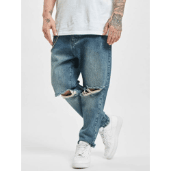 bequeme 2Y Premium Herren Jeans Straight Fit Reißverschluss Denim mit Baumwolle Blau