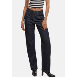 bequeme Urban Classics Damen Jeans Straight Fit Reißverschluss mit Baumwolle Navy