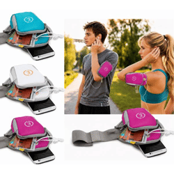 Echelon Lime Sportarmband-Tasche fürs Handy mit Kopfhöreröffnung Jogging-Armband Handy-Hülle 30cm Armumfang in Pink, Blau, Grau oder Sc