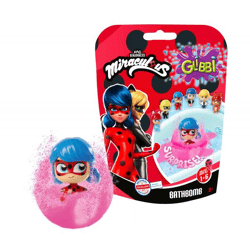GLIBBI Miraculous Surprise Filled Kids' Bath Bombs with Miraculous Collectible Figures, Ages 3 and Up, 100 g, 105953972, Blue, Green, Pink, or Orange