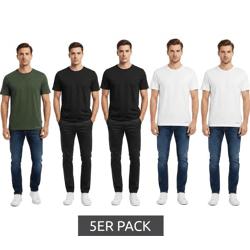 High-Quality 5-Pack SCOTCH & SODA Crew Neck Men's T-Shirt, Basic Shirt, Undershirt, Cotton Shirt SSFA25M2312806 019 Black/White/Gray