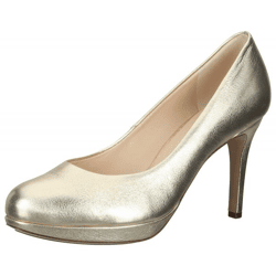 högl Cosymetal Damen Echtleder-Pumps elegante Stilettos Abend-Schuhe 3-12 8001 7500 Platin/Gold
