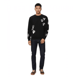 Hollister X NBA Herren Sweatshirt mit NBA-Team-Logos Baumwoll-Sweater Langarm-Shirt 322-221-1592-908 Schwarz