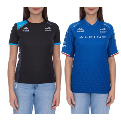 Kappa X ALPINE Formel 1 F1 Ocon Damen Sport-Trikot mit V-Ausschnitt oder T-Shirt mit HYDRO WAY PROTECTION-Technologie Alltags-Shirt Kurzarm