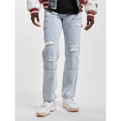 lässige Karl Kani Herren Jeans Straight Fit Taschen mit Baumwolle Blau