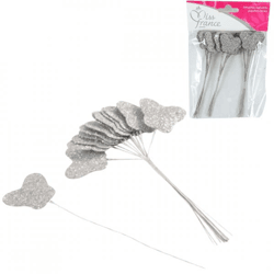 Miss France balloon ties butterfly with glitter silver 13 cm 36 pieces