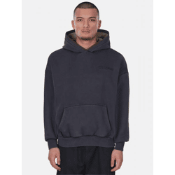 moderner Dropsize Herren Hoodie Rippbündchen Kapuze mit Baumwolle Schwarz
