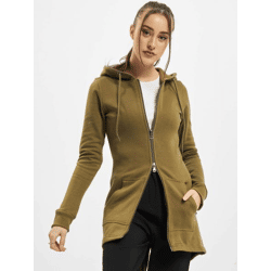 moderner Urban Classics Damen Hoodie Kordelzug Reißverschluss 300 g/m² mit Baumwolle Khaki