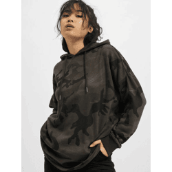 moderner Urban Classics Damen Hoodie Kordelzug Rippstrick 250 g/m² mit Baumwolle Camouflage