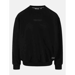 modernes Carlo Colucci Herren Sweatshirt Rippstrick Oversize mit Baumwolle Schwarz