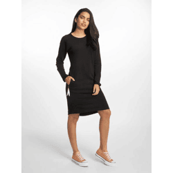 modisches Just Rhyse Damen Kleid Taschen mit Baumwolle Schwarz