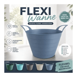 Praktische 30 Liter Universalwanne Flexi-Wanne mit ergonomische Tragegriffe Flexi-Eimer Gartenkorb Wäschekorb ca. 54x42x36 cm  - Kein Farb