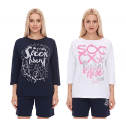 SOCCX by Carina Damen Oversized Sweatshirt mit Rundhals-Ausschnitt Alltags-Pulli Blau oder Weiß