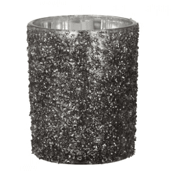J-Line Teelichthalter „Glitter“, anthrazit, 13 cm
