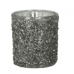 J-Line Teelichthalter „Glitter“, rauchgrau, 10 cm