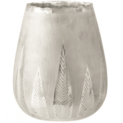 J-Line Windlicht „Blatt“, silberfarben, 31 cm